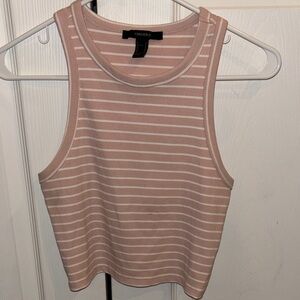 Forever 21 Women's Pink Striped Tank Top